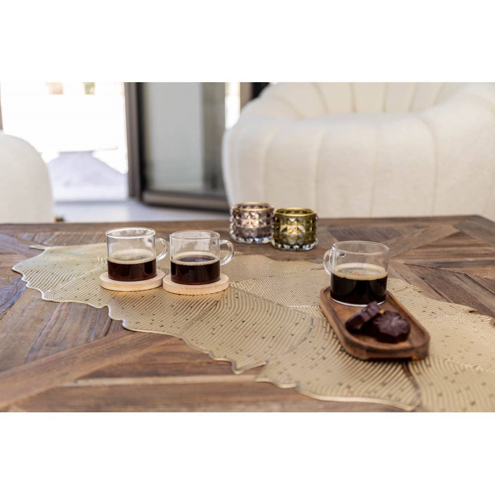 Glas Kaffekopp med Träbricka