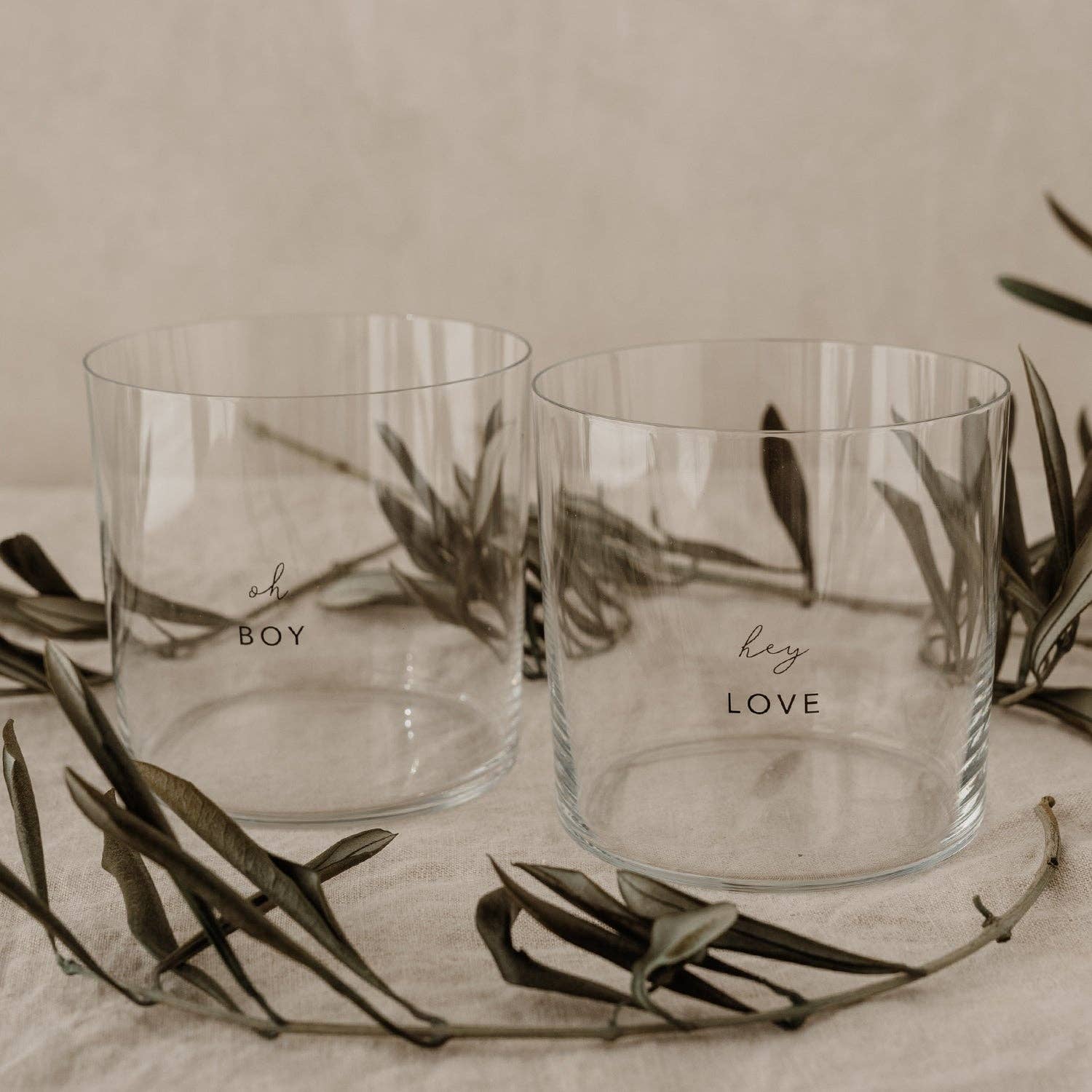 Drinking glasses Boy & Love (Set of 2)
